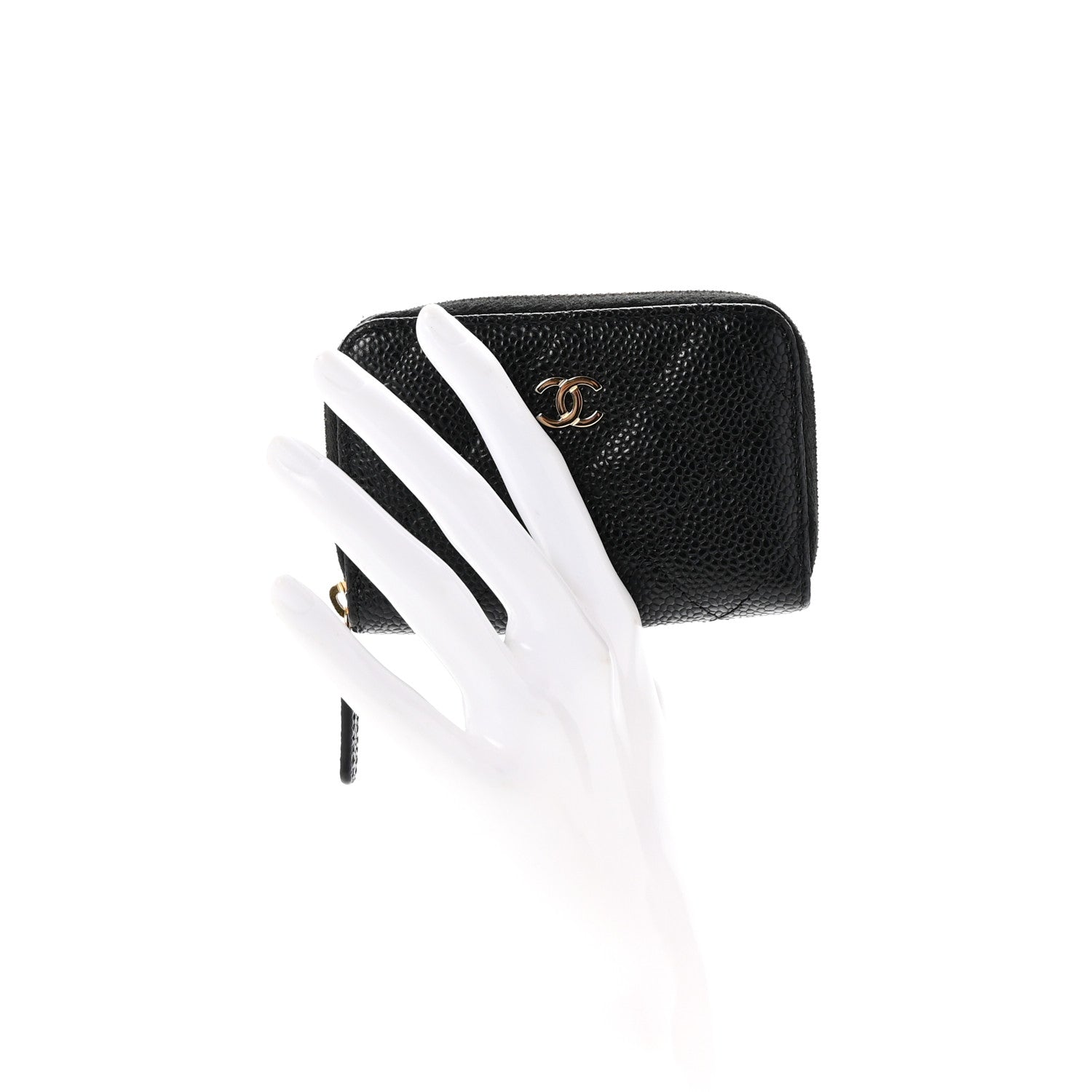 Caviar Quilted Zip Coin Purse Black