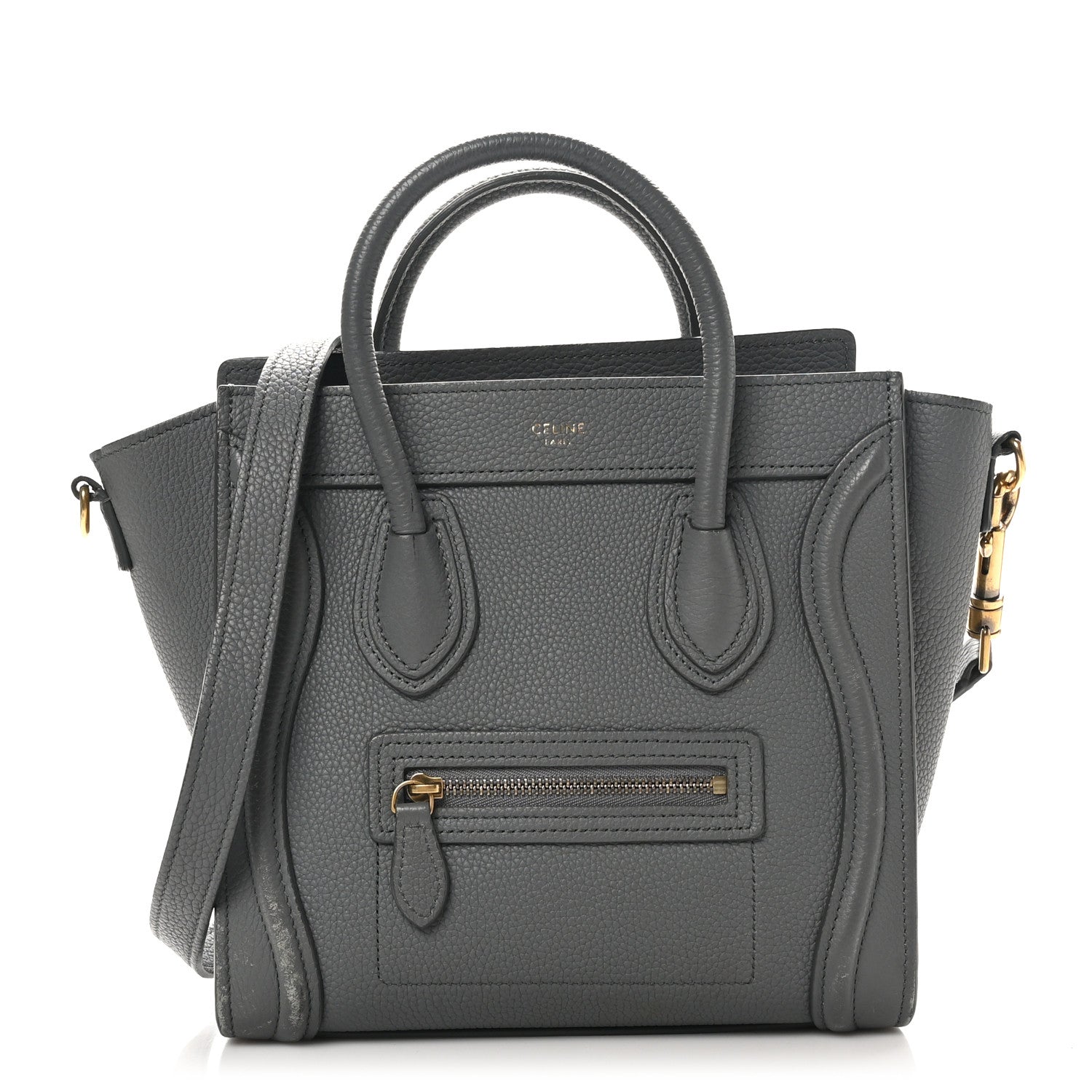 Baby Drummed Calfskin Nano Luggage Kohl