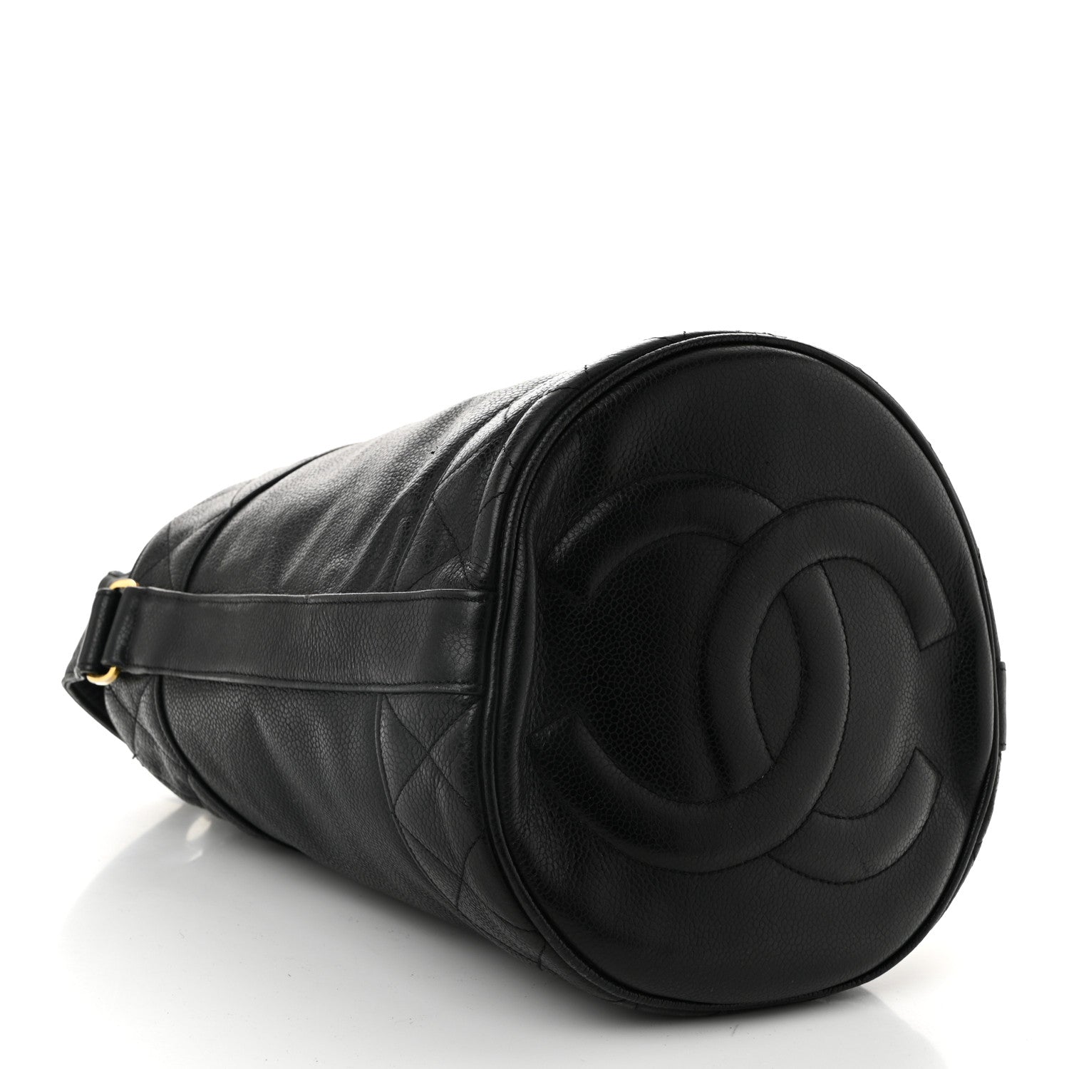 Caviar Drawstring Bucket Shoulder Bag Black