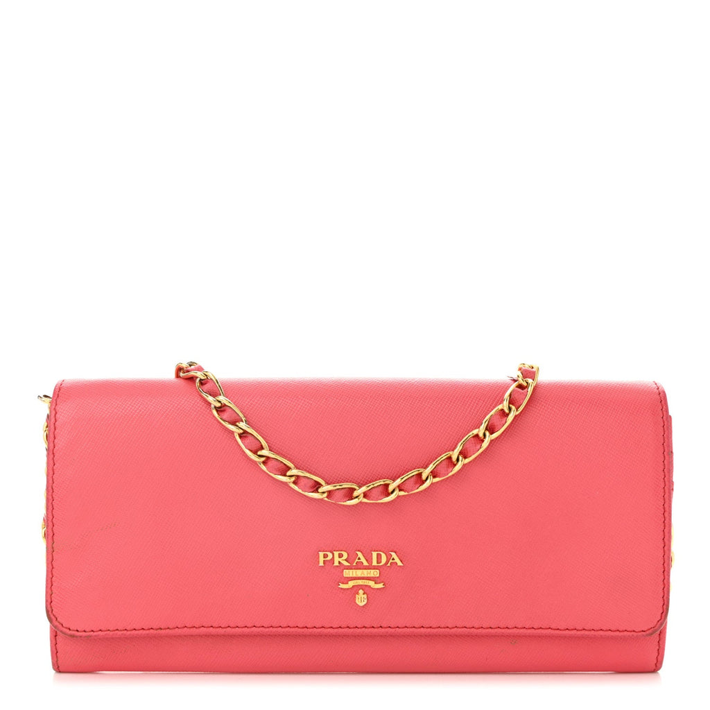 Saffiano Metal Oro Chain Wallet Peonia