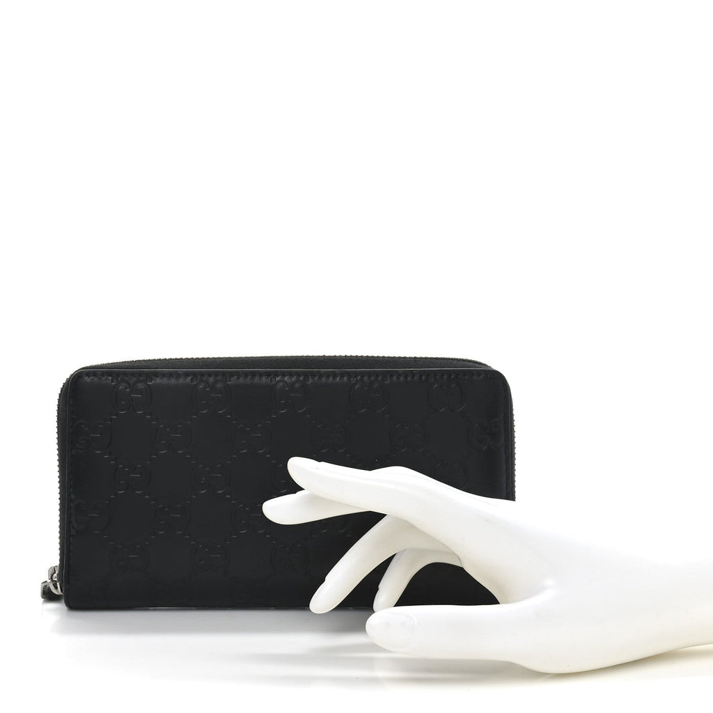 Guccissima Signature Zip Around Organizer Wallet Black