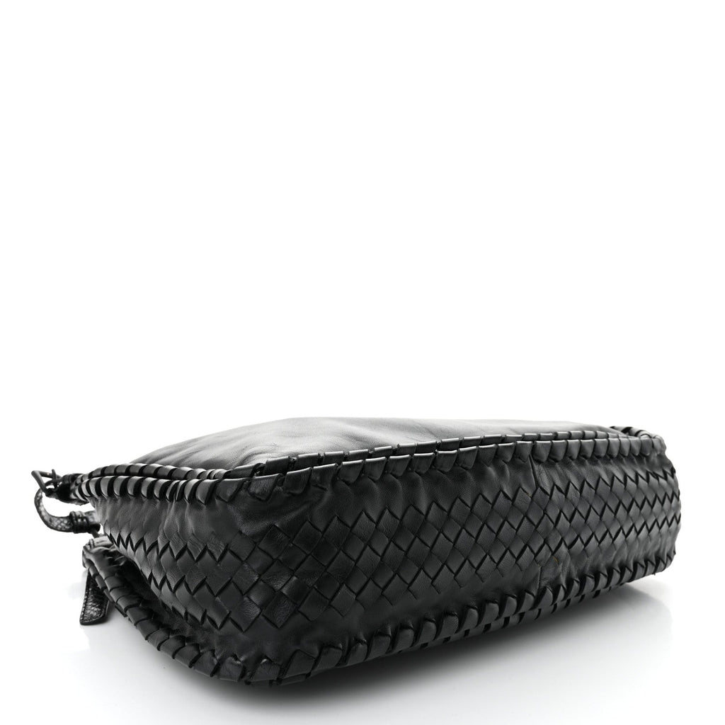 Nappa Intrecciato Snakeskin Hobo Black
