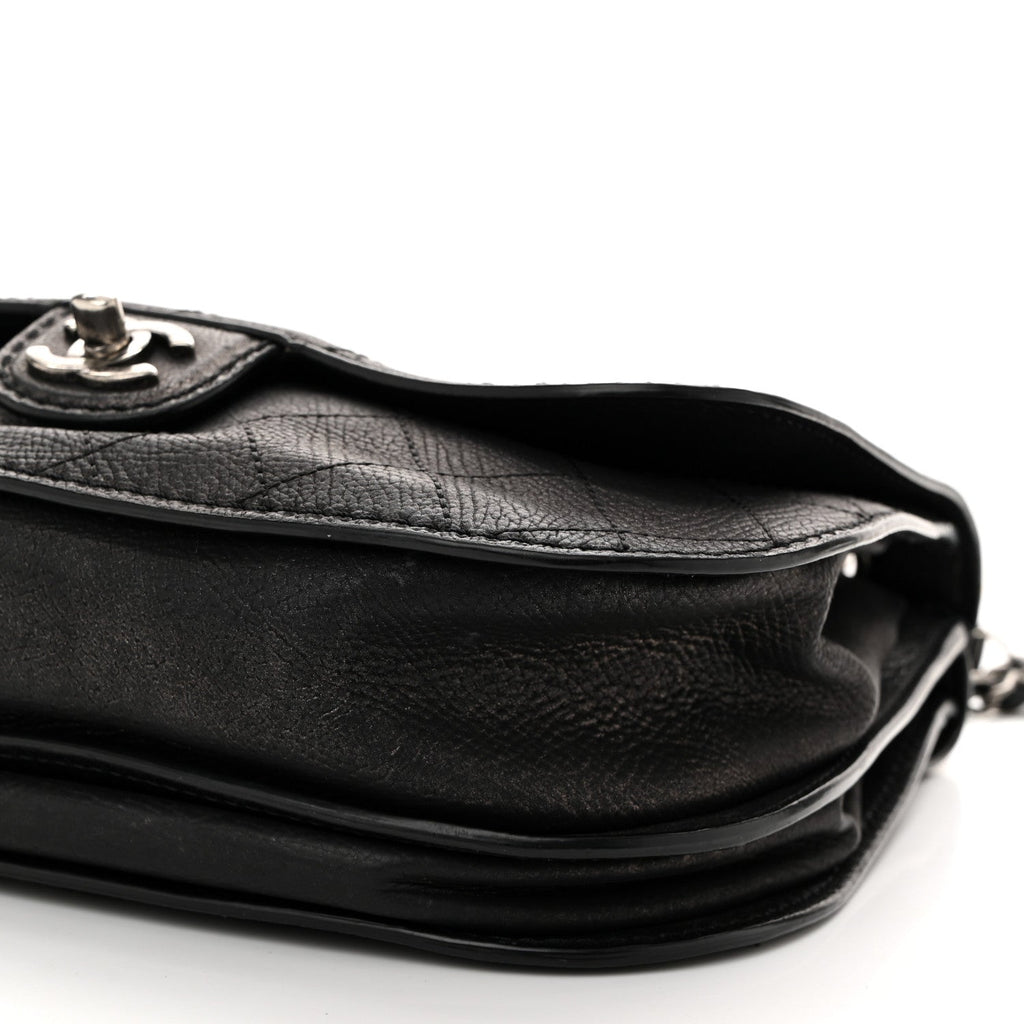 Calfskin Coco Twin Large Flap Black