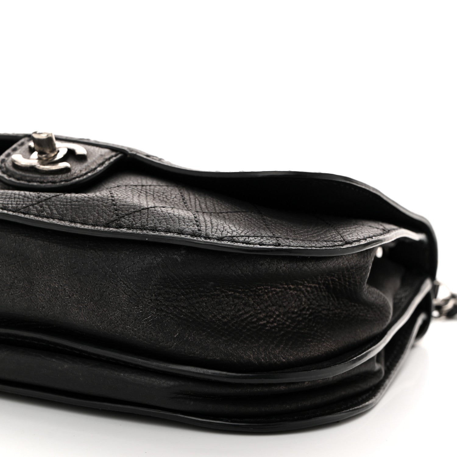 Calfskin Coco Twin Large Flap Black