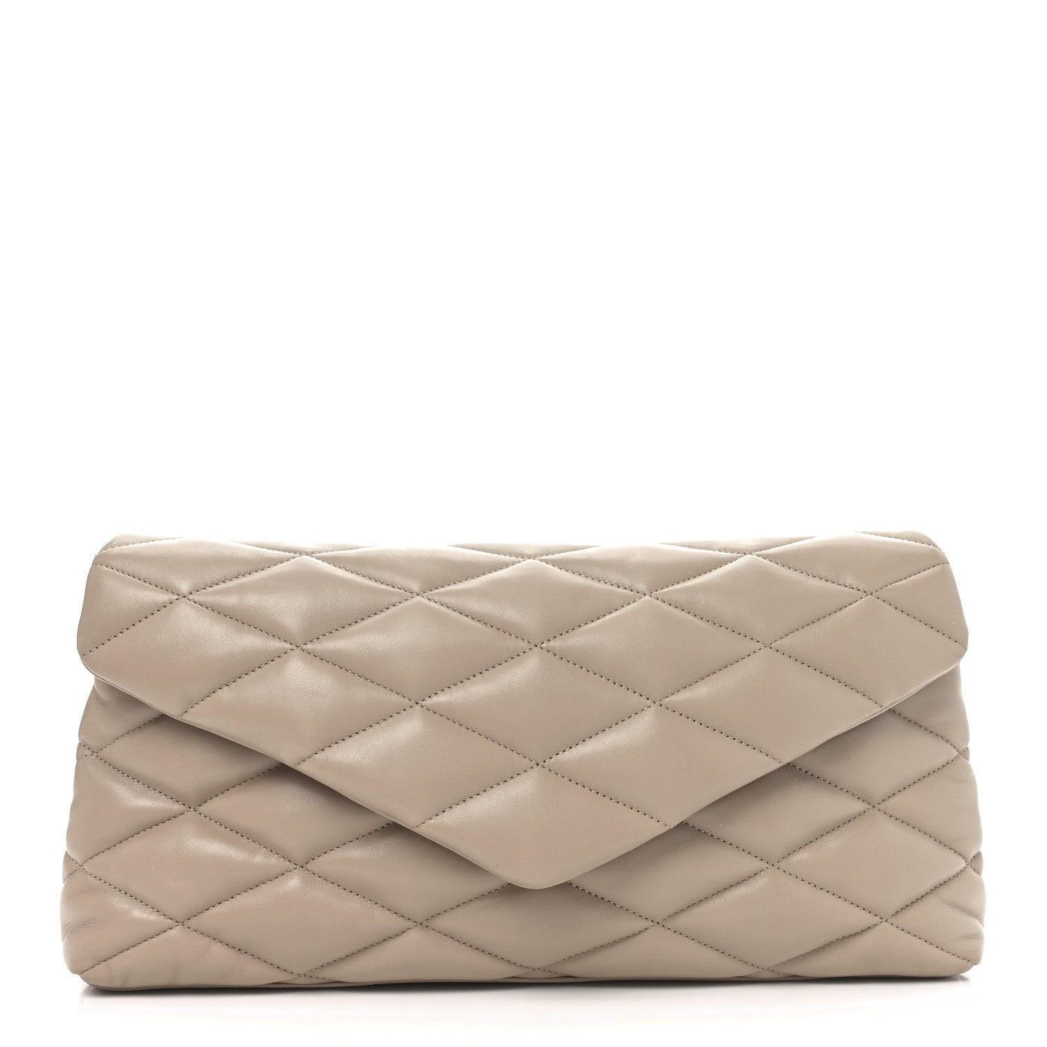 Lambskin Quilted Sade Puffer Envelope Clutch Dark Beige