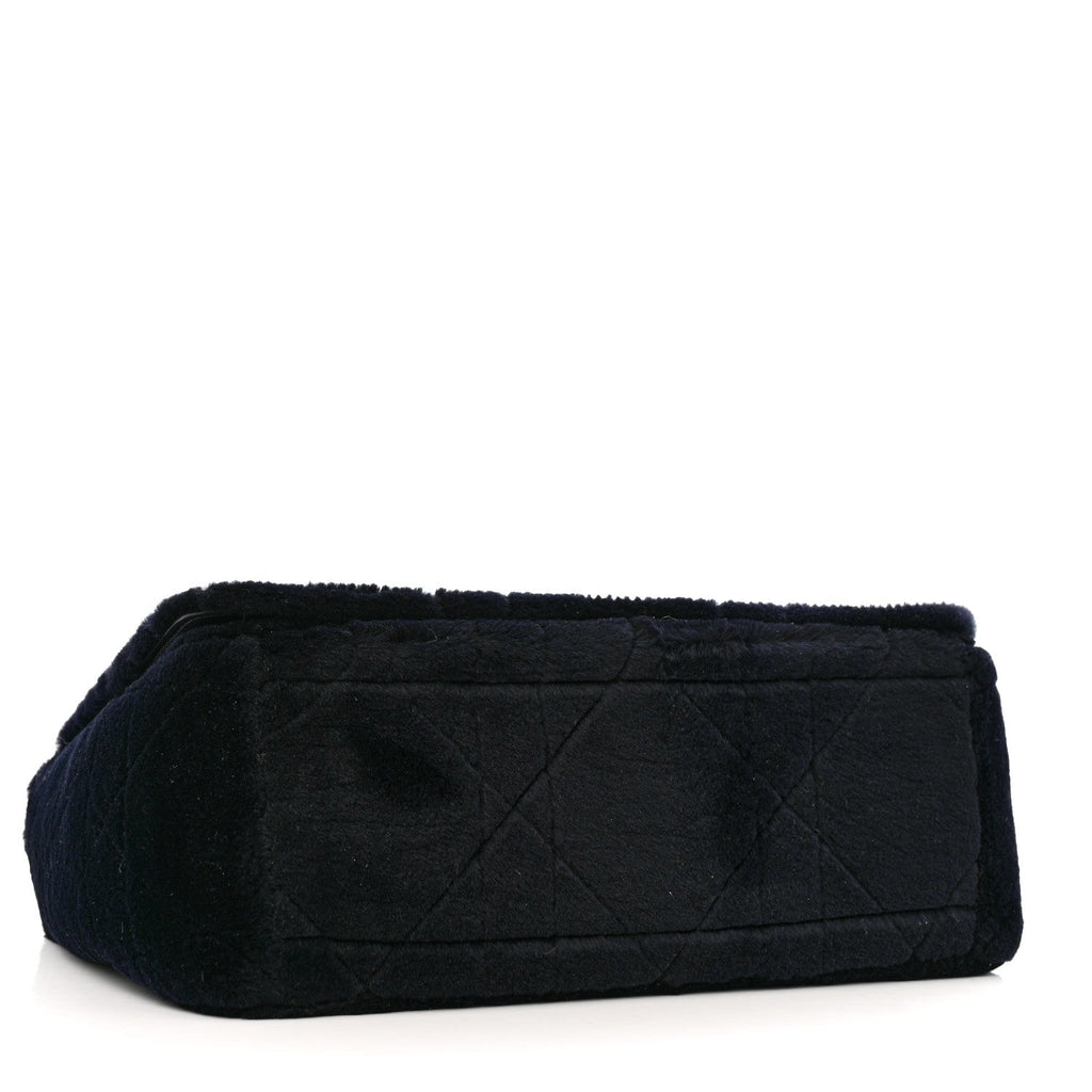 Rabbit Fur Alligator Crystal Cannage Medium Caro Bag Navy