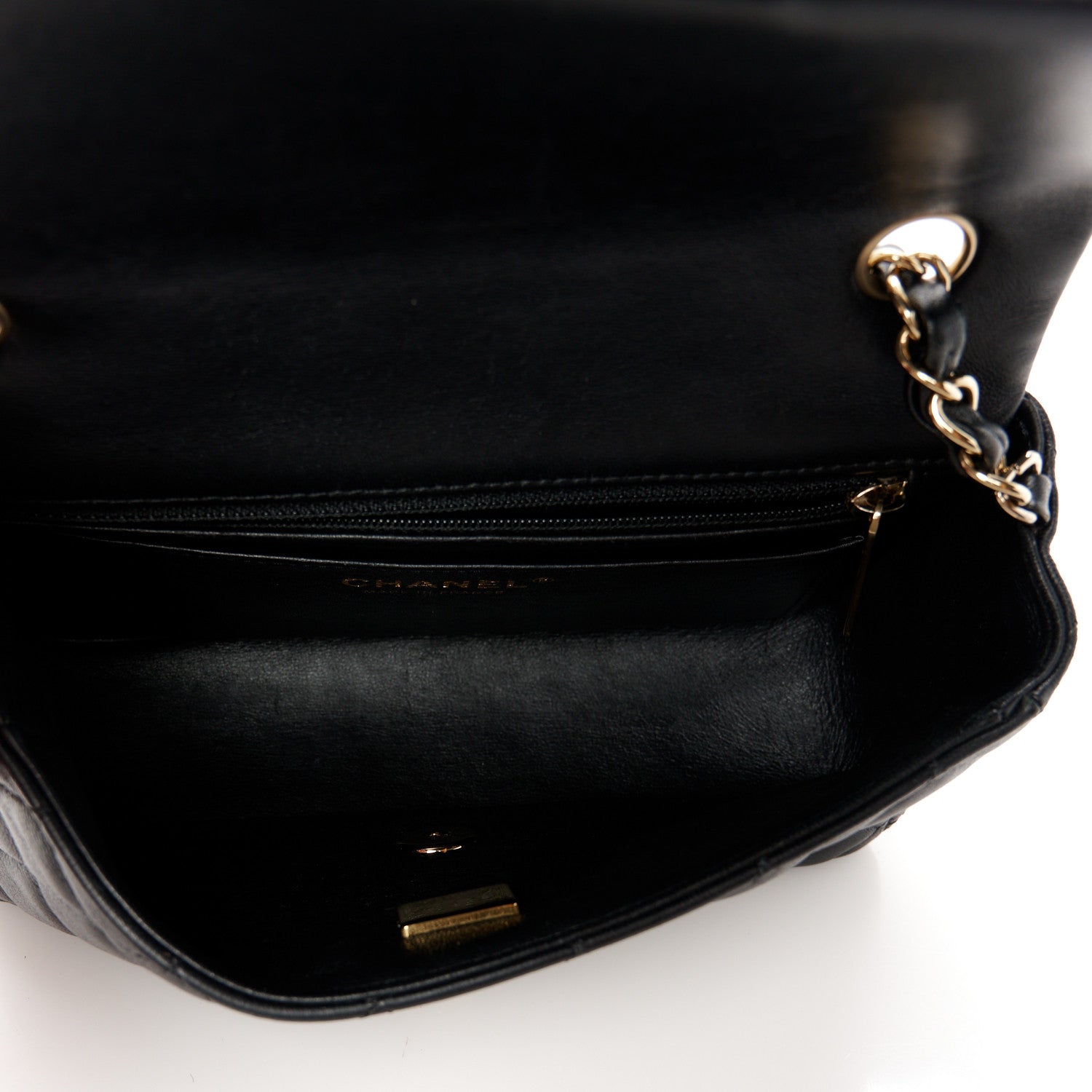 Lambskin Quilted Mini Rectangular Flap Black