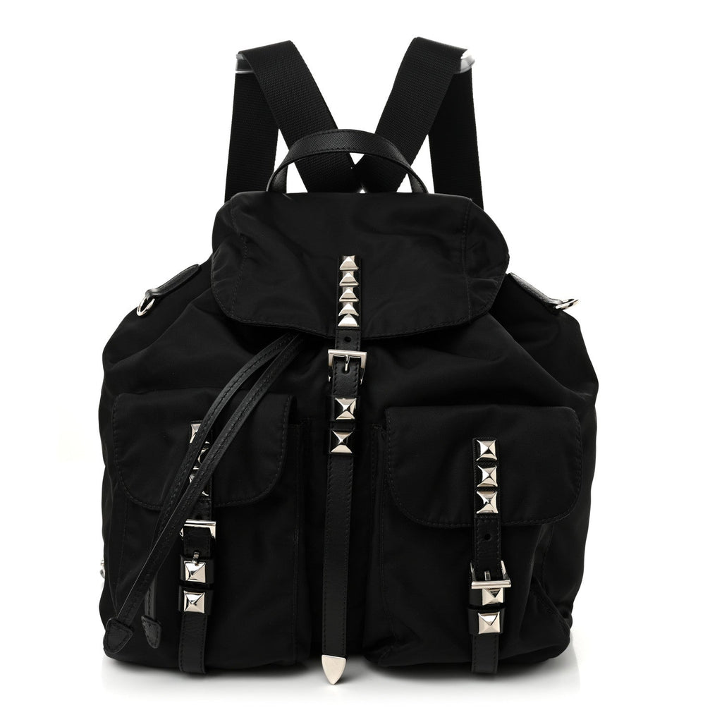 Nylon New Vela Studded Backpack Black