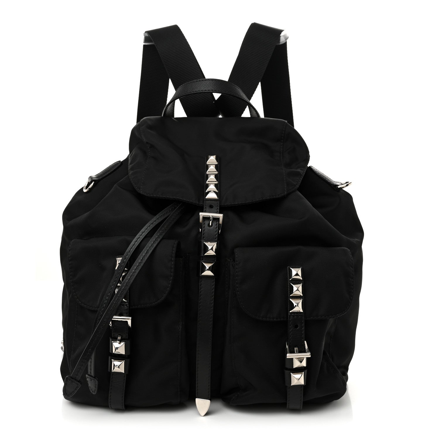 Nylon New Vela Studded Backpack Black