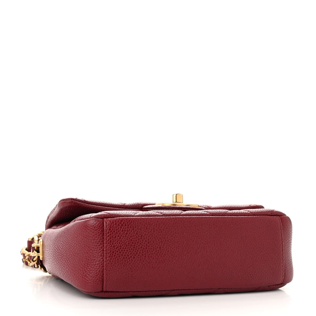 Caviar Quilted Mini Chain Soul Flap Burgundy