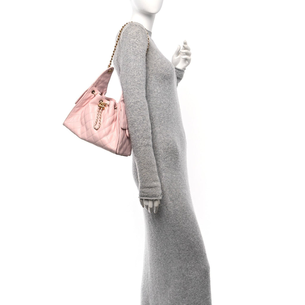 Caviar Quilted Small Chanel 25 Handbag Light Pink