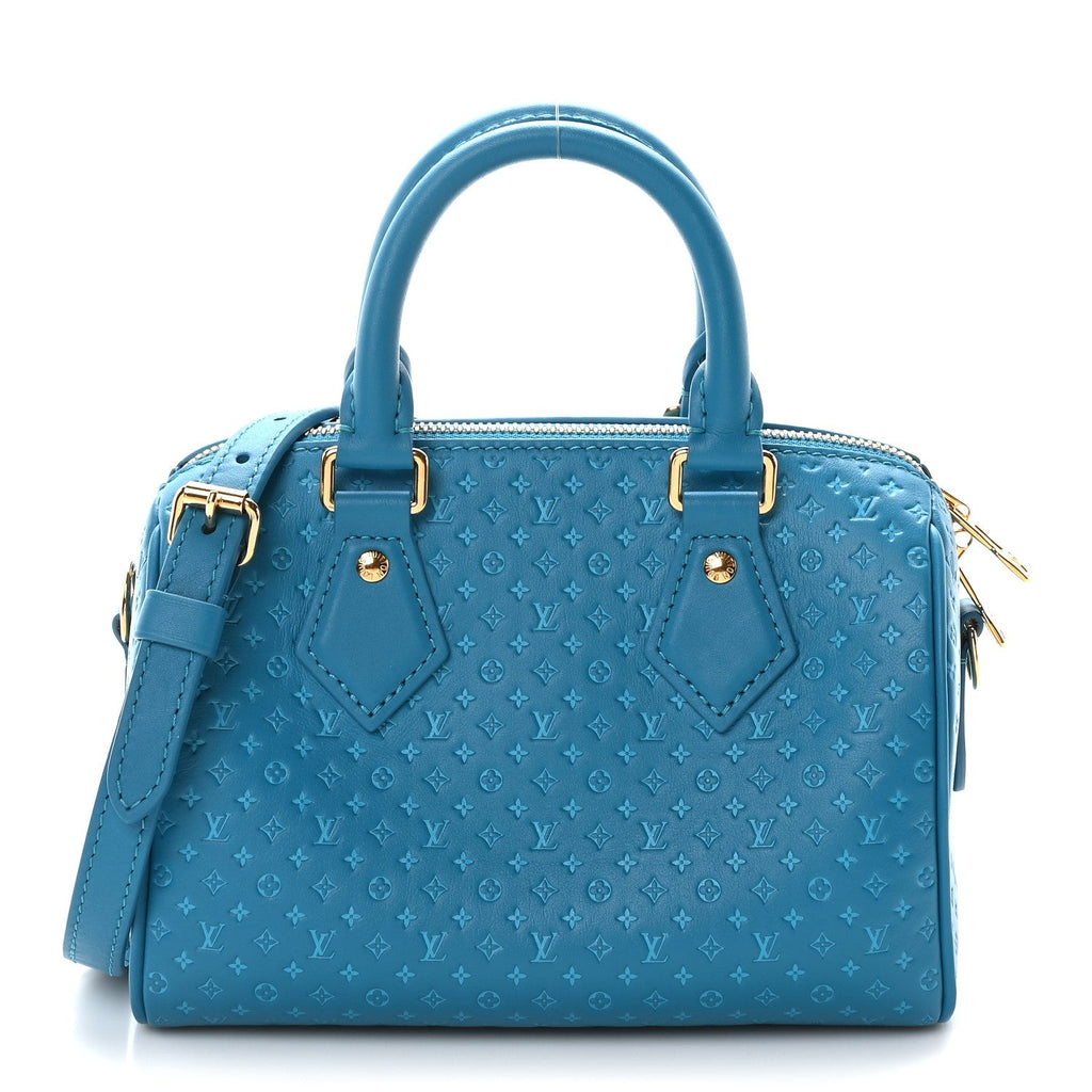 Calfskin Nanogram Embossed Speedy Bandouliere 20 Blue