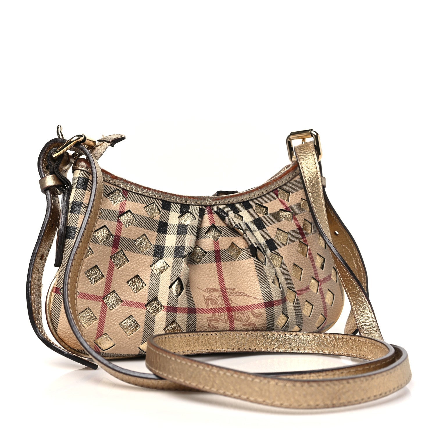 Haymarket Check Perforated Crossbody Gold