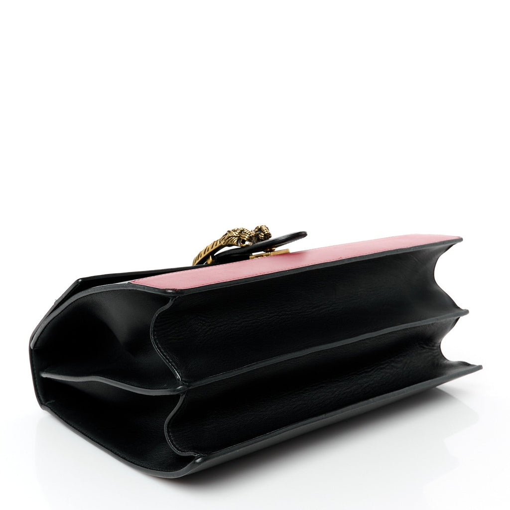 Calfskin Bamboo Web Large Dionysus Top Handle Bag Black Bright Evergreen Hibiscus Red