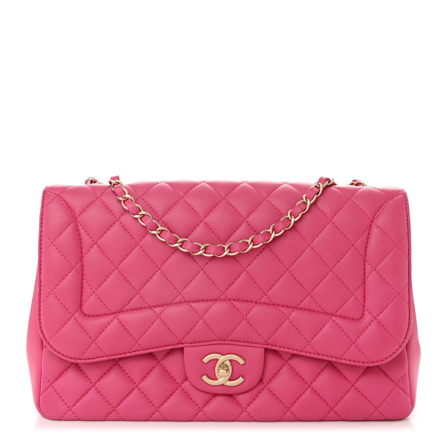Lambskin Quilted Medium Mademoiselle Chic Flap Fuchsia
