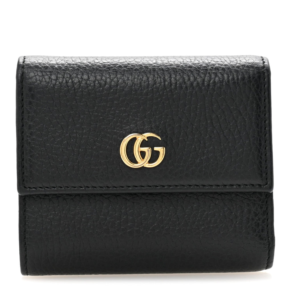 Dollar Calfskin GG Marmont Tri-Fold Wallet Black
