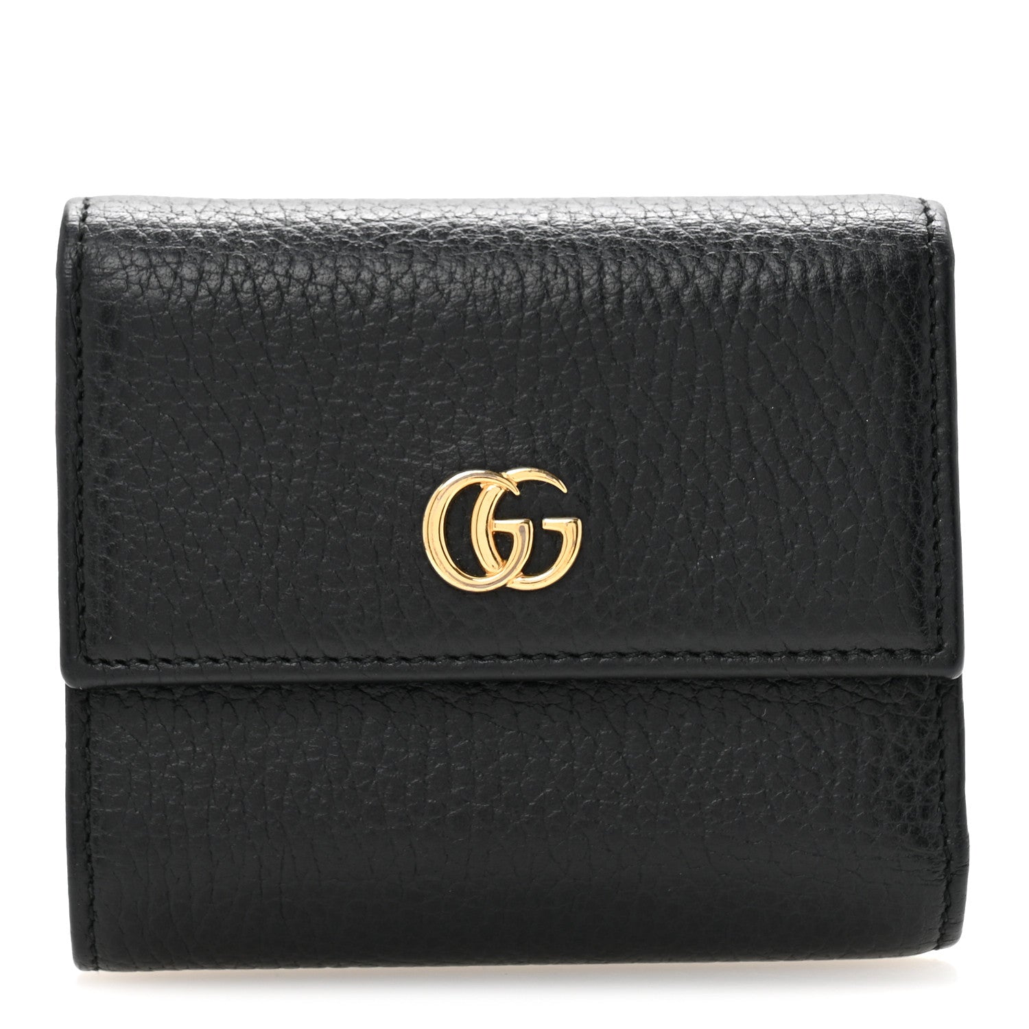 Dollar Calfskin GG Marmont Tri-Fold Wallet Black