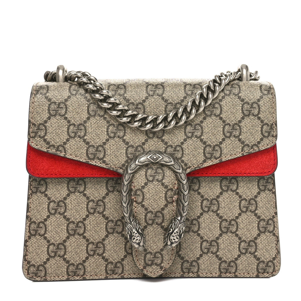 GG Supreme Monogram Mini Dionysus Shoulder Bag Hibiscus Red