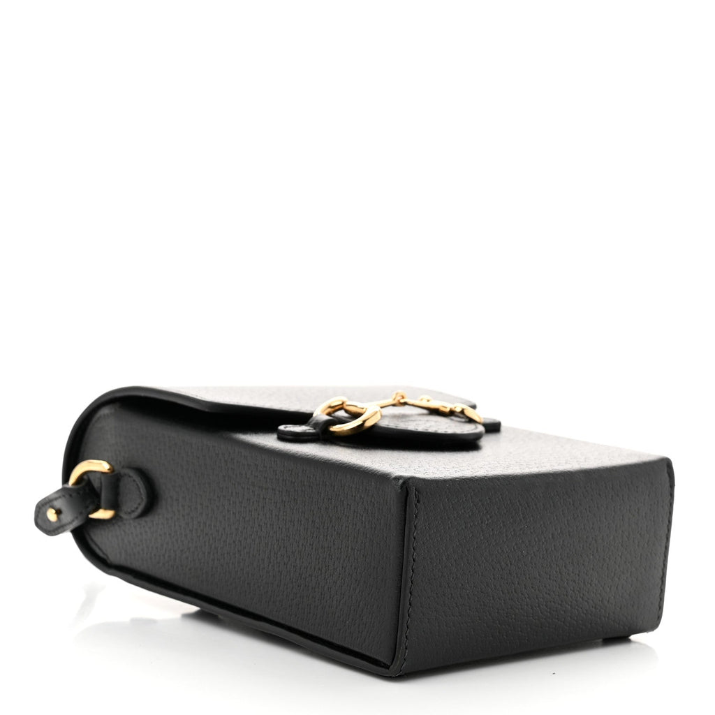 Dollar Calfskin Vertical Horsebit 1955 Crossbody Bag Black