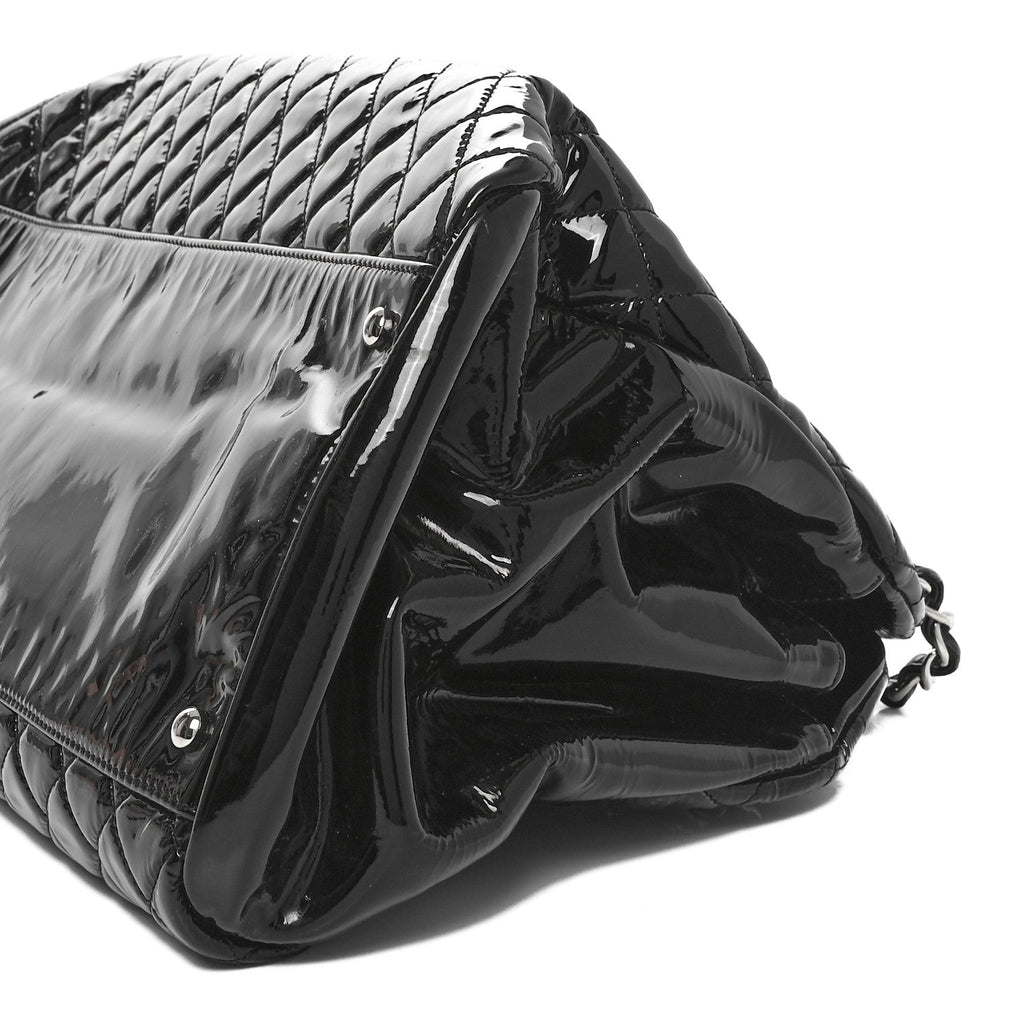 Patent Quilted Large Just Mademoiselle Bowling Bag Black