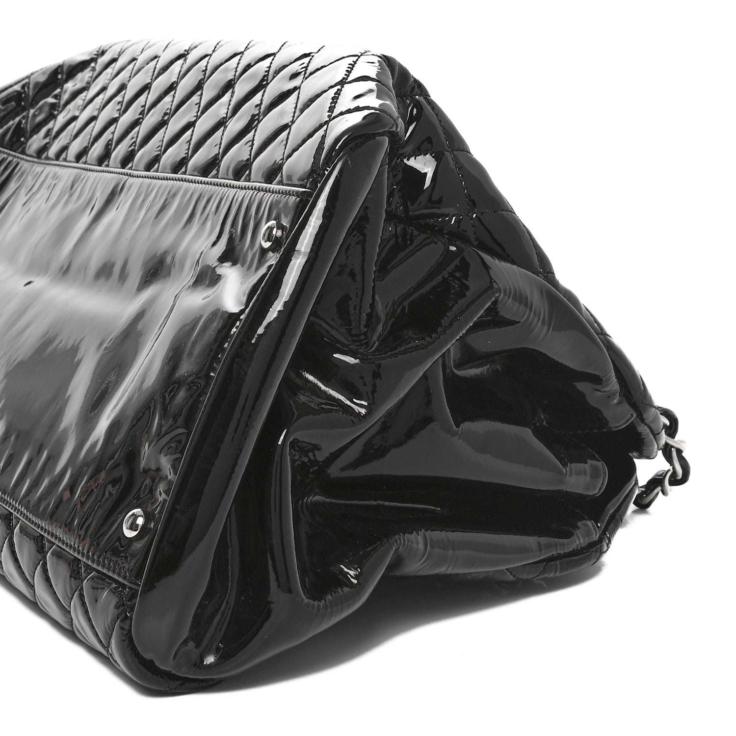 Patent Quilted Large Just Mademoiselle Bowling Bag Black
