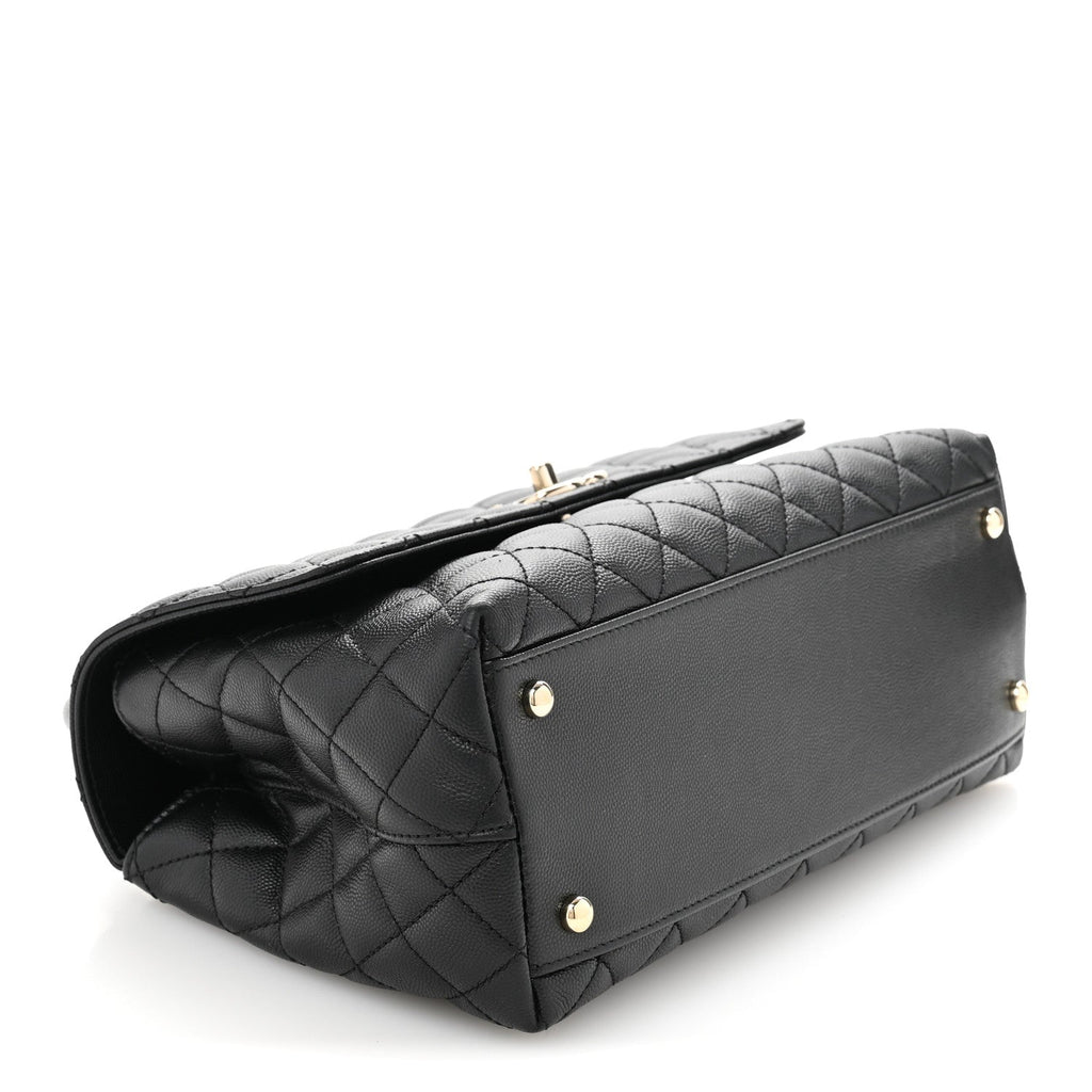 Caviar Quilted Small Coco Handle Flap Black