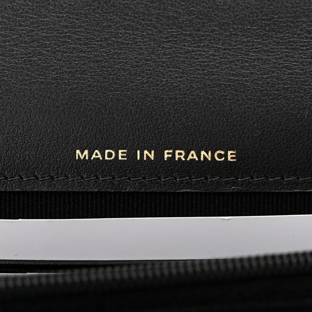 Shiny Caviar Quilted Flap Charm Wallet On Chain WOC Black