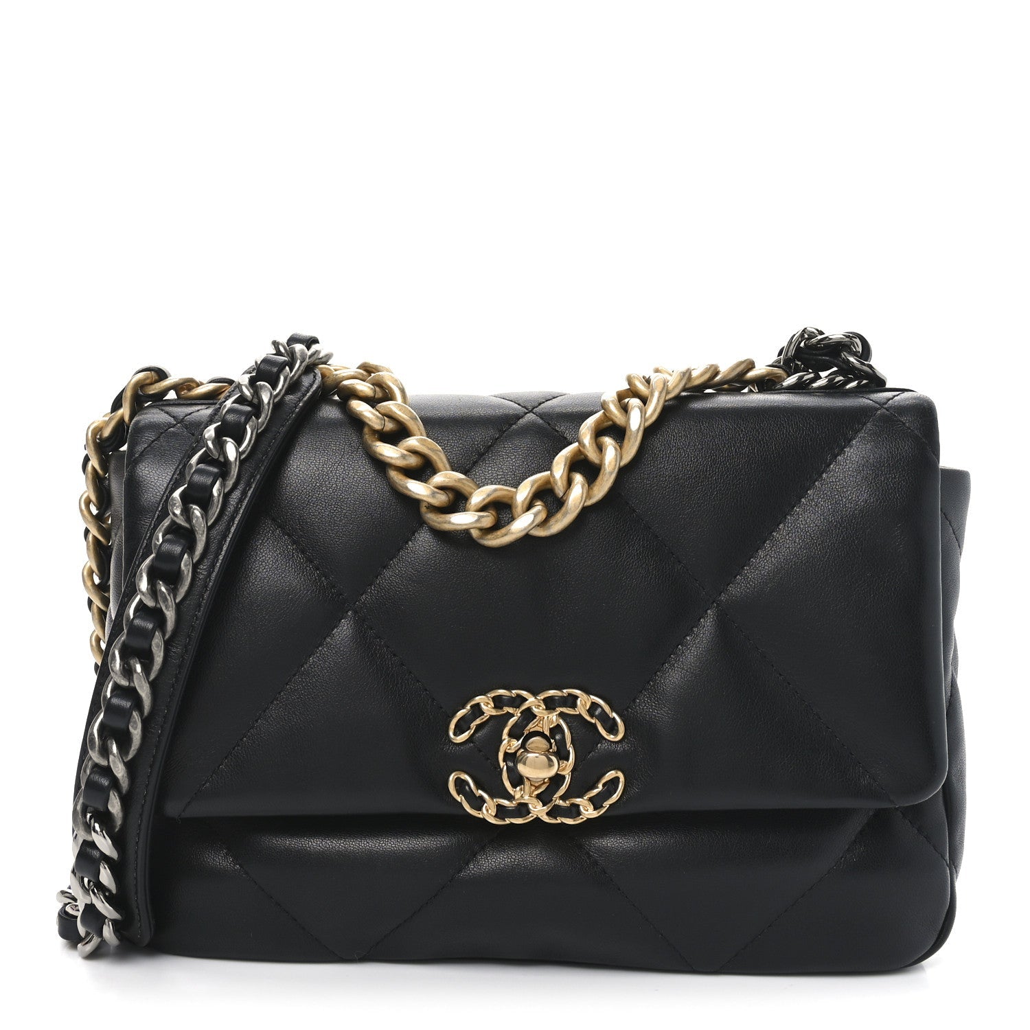 Lambskin Quilted Medium Chanel 19 Flap Black