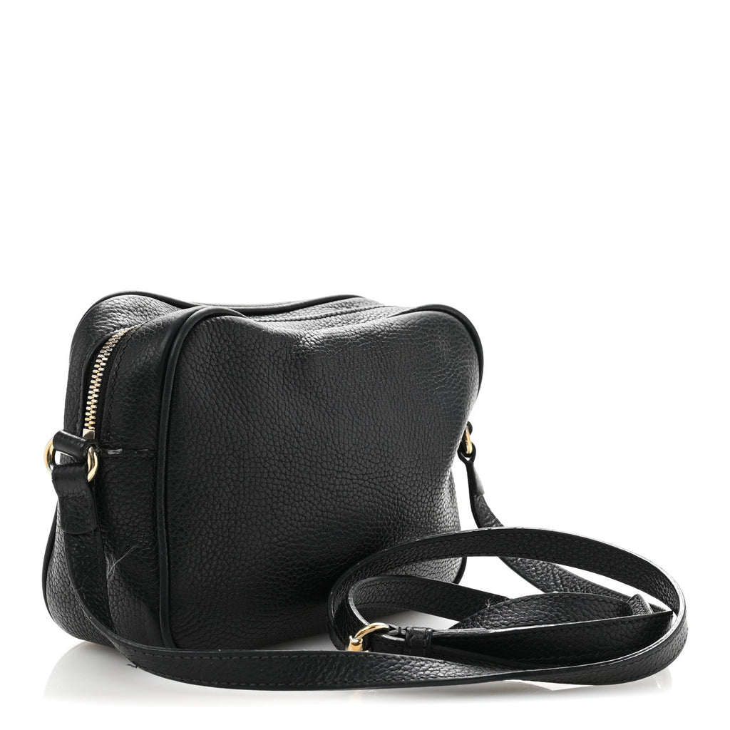 Pebbled Calfskin Small Soho Disco Bag Black