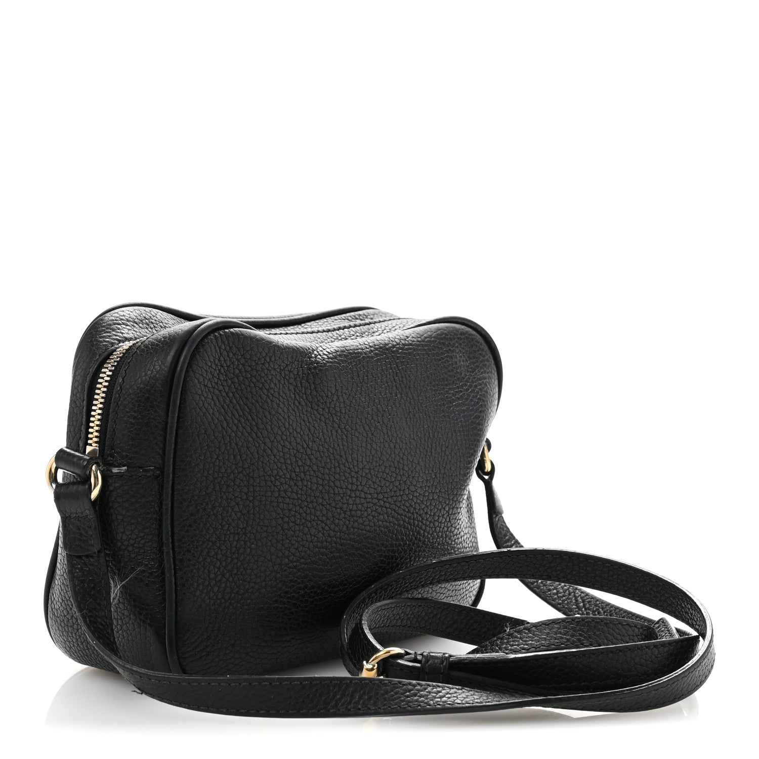 Pebbled Calfskin Small Soho Disco Bag Black