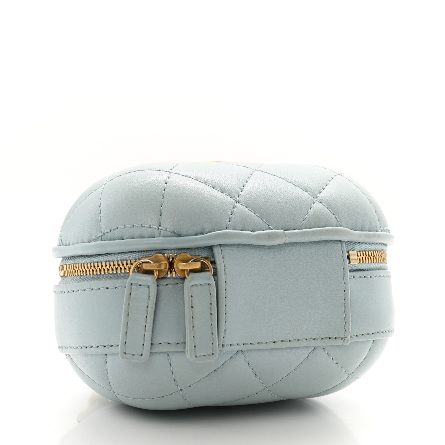 Lambskin Quilted Small CC Bubble Vanity Case With Chain Light Blue