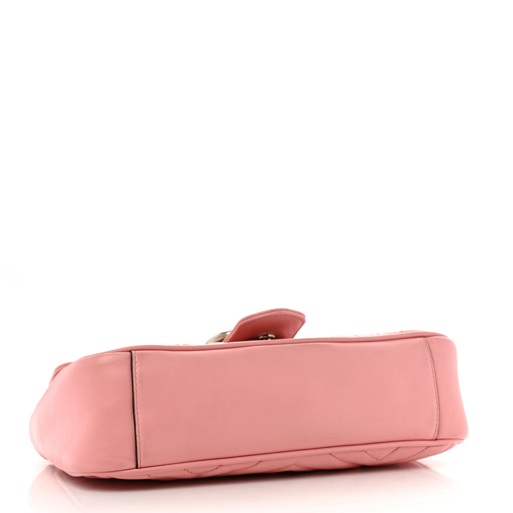 Calfskin Matelasse Small GG Marmont Shoulder Bag Wild Rose