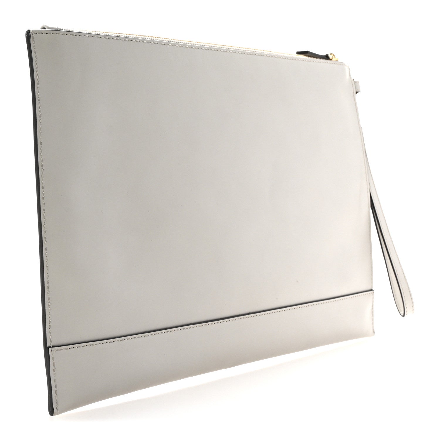 Vitello King Logo Embossed Large Flat Pouch White Ice
