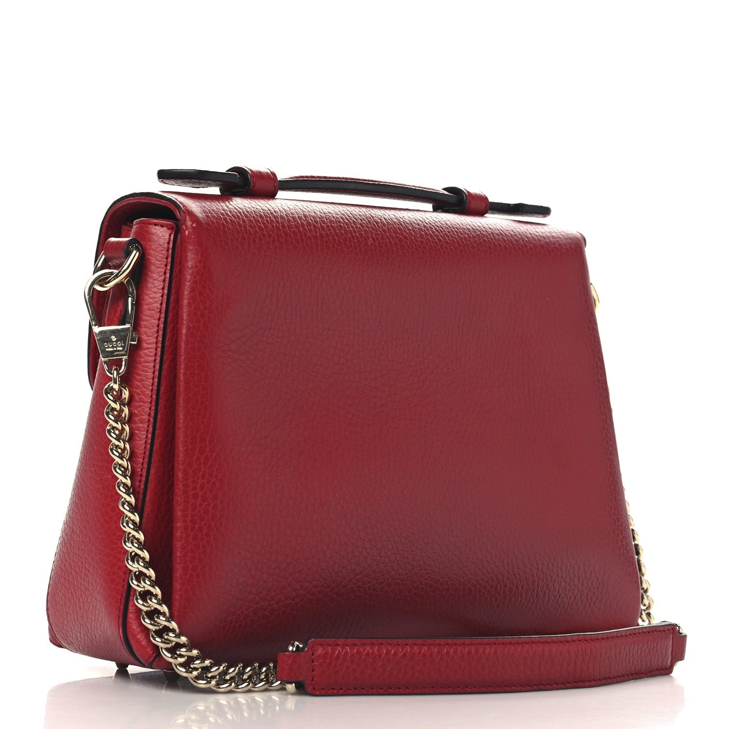 Dollar Calfskin Interlocking G Top Handle Shoulder Bag Red