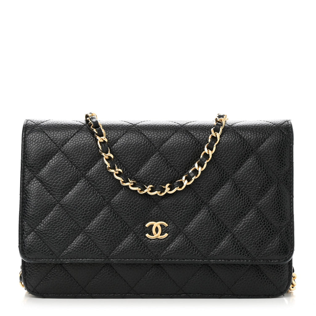 Caviar Quilted Wallet on Chain WOC Black