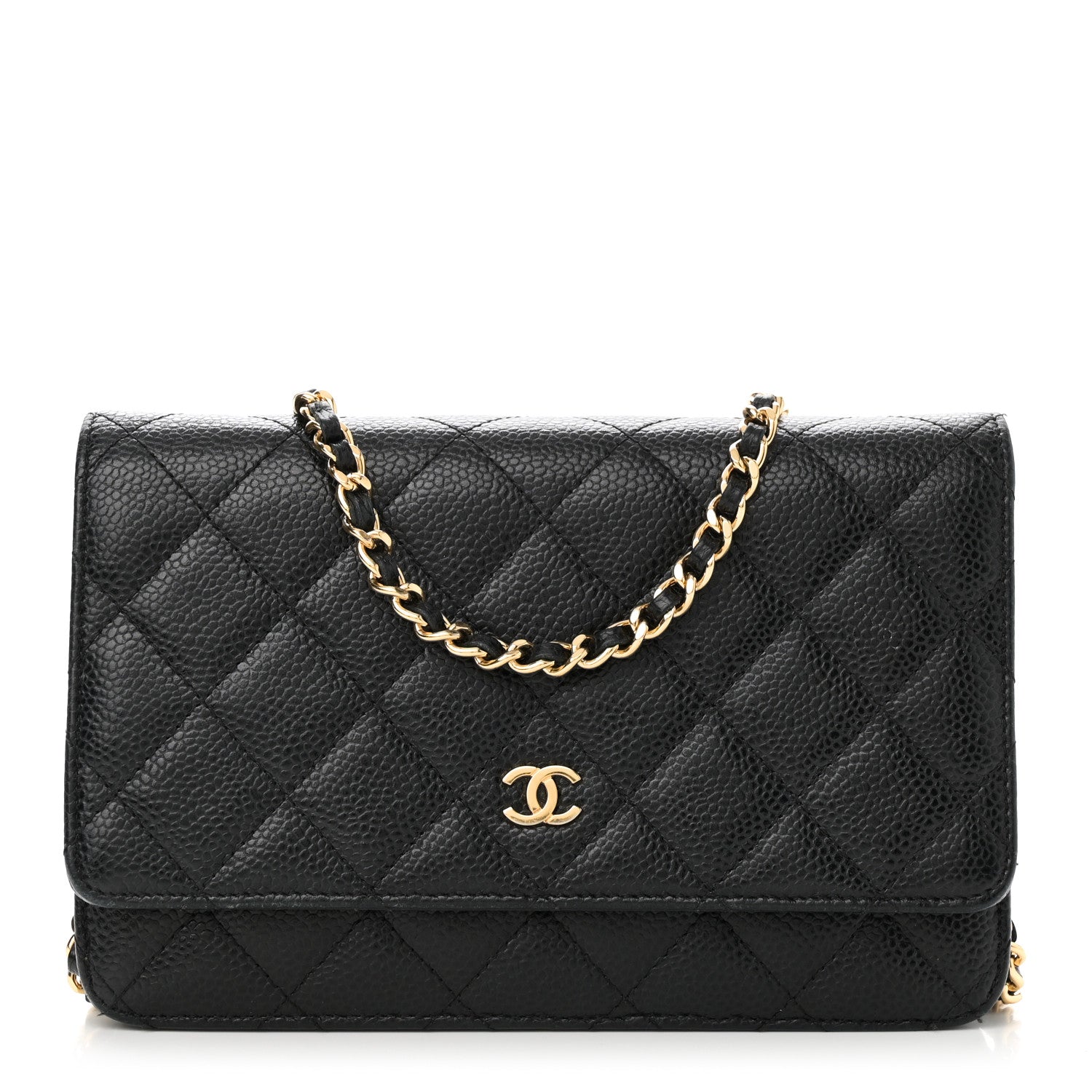 Caviar Quilted Wallet on Chain WOC Black