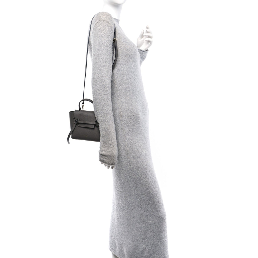 Grained Calfskin Pico Belt Bag Grey