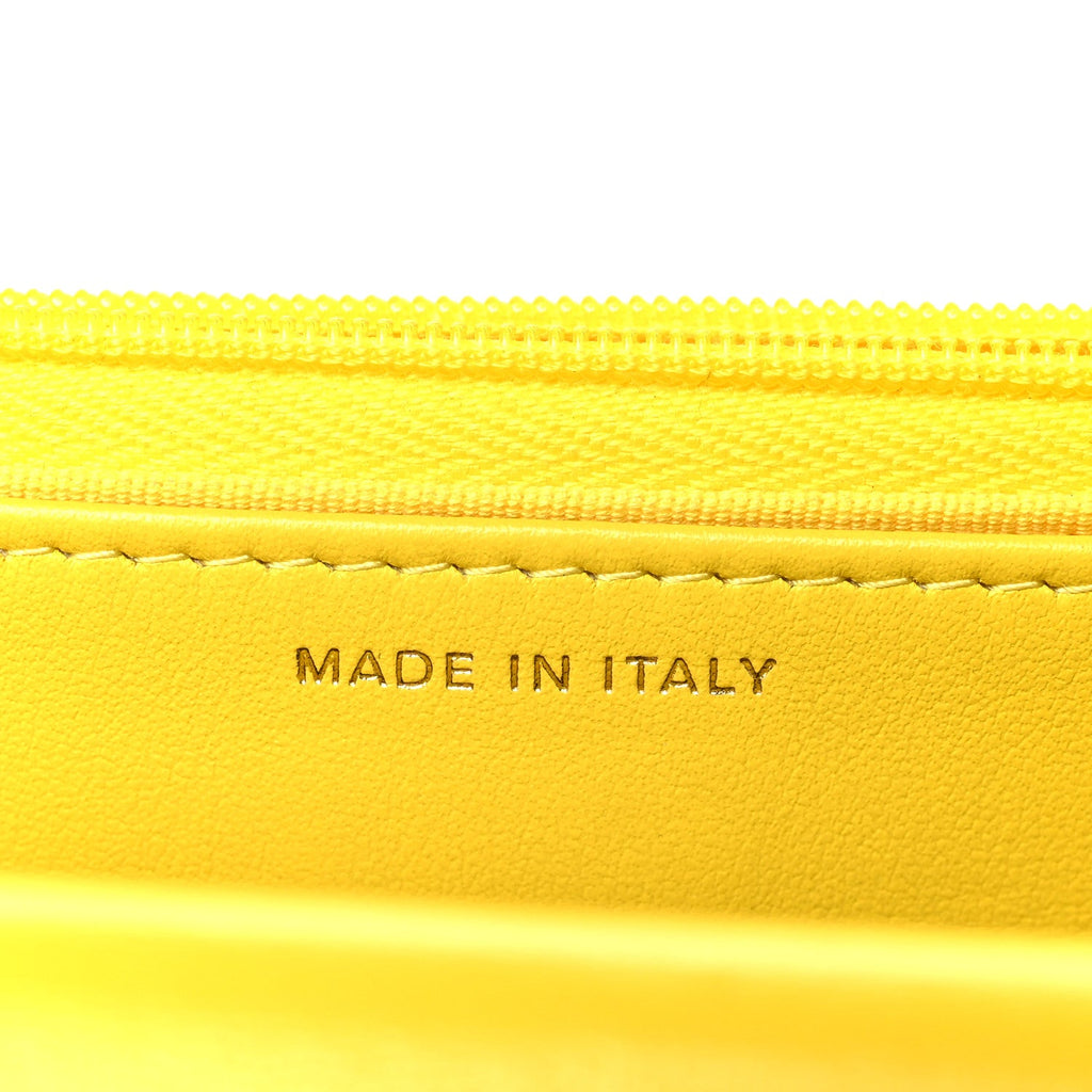 Lambskin Resin Quilted Wallet On Chain WOC Yellow