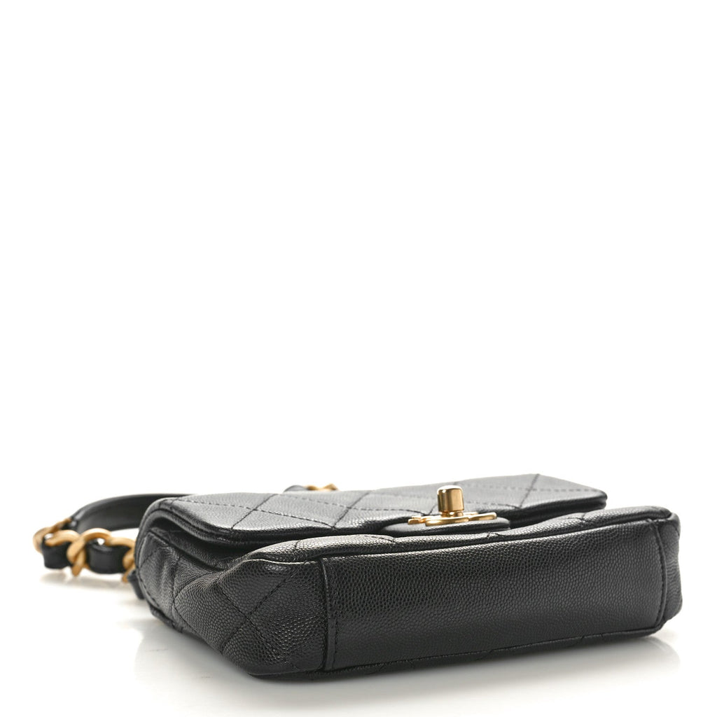 Caviar Quilted Small Chain Flap Black