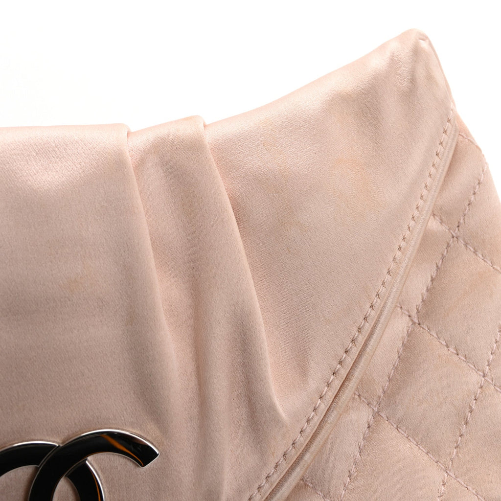 Satin Quilted Flap Clutch Pink