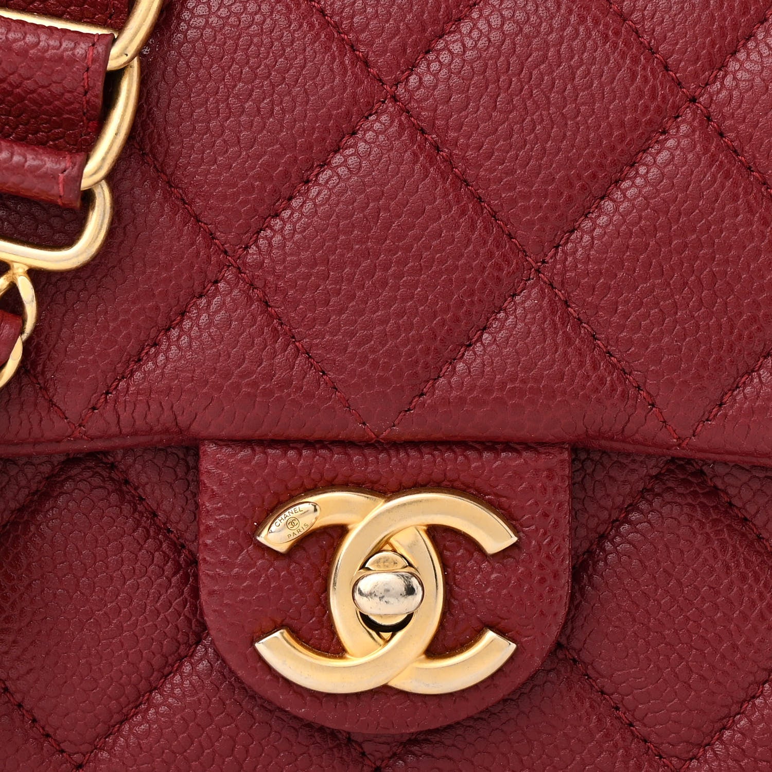 Caviar Quilted Mini Chain Soul Flap Burgundy