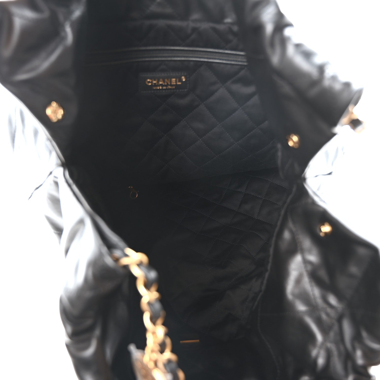 Calfskin Quilted Large Chanel 22 Black White
