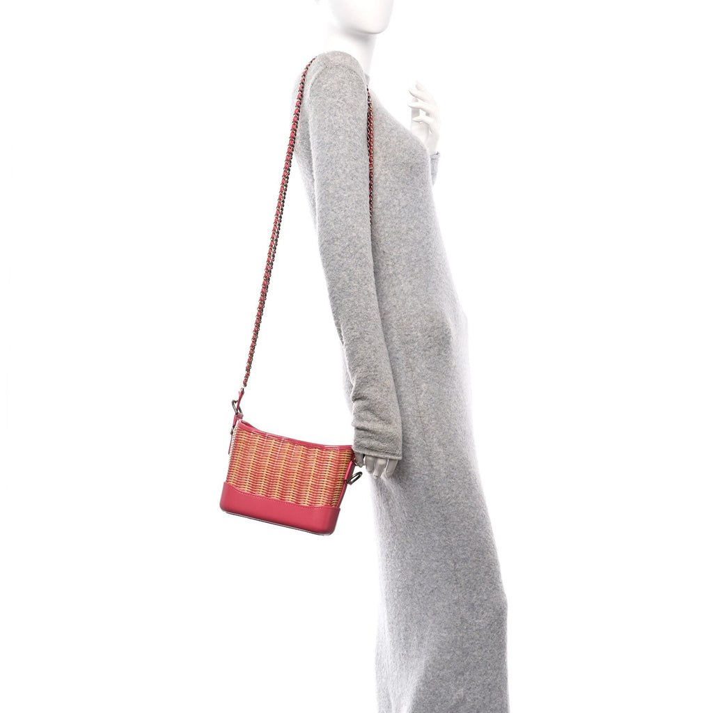 Rattan Calfskin Small Gabrielle Hobo Beige Pink
