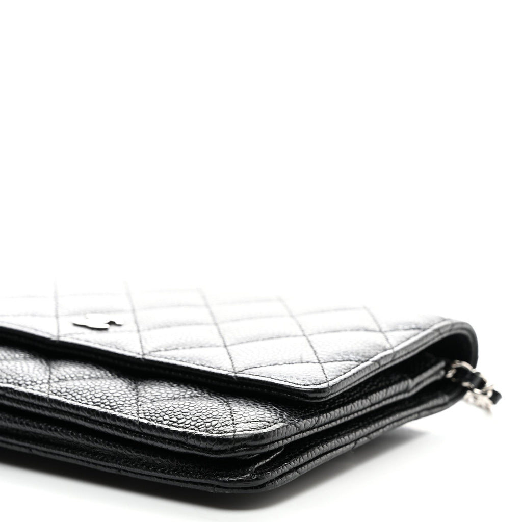 Caviar Quilted Wallet on Chain WOC Black