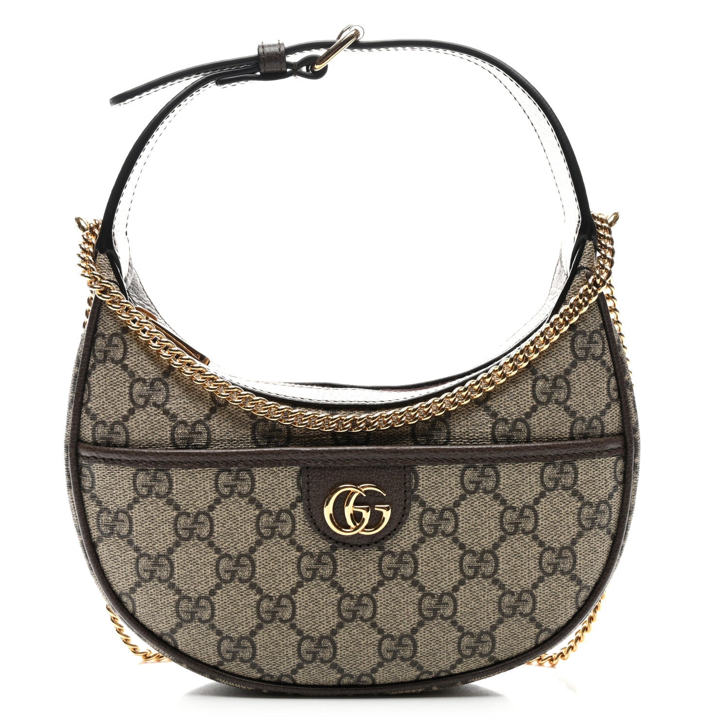 GG Supreme Monogram Textured Calfskin Small Ophidia Shoulder Bag Beige Ebony New Acero