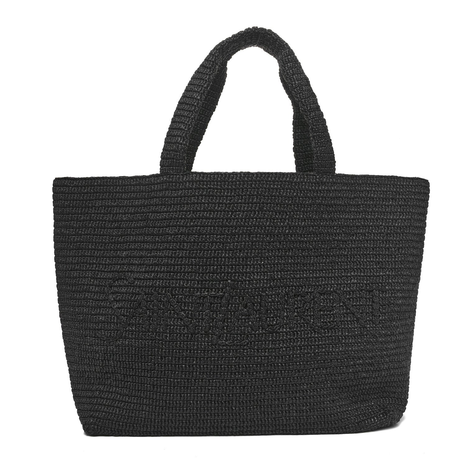 Raffia Logo Tote Black
