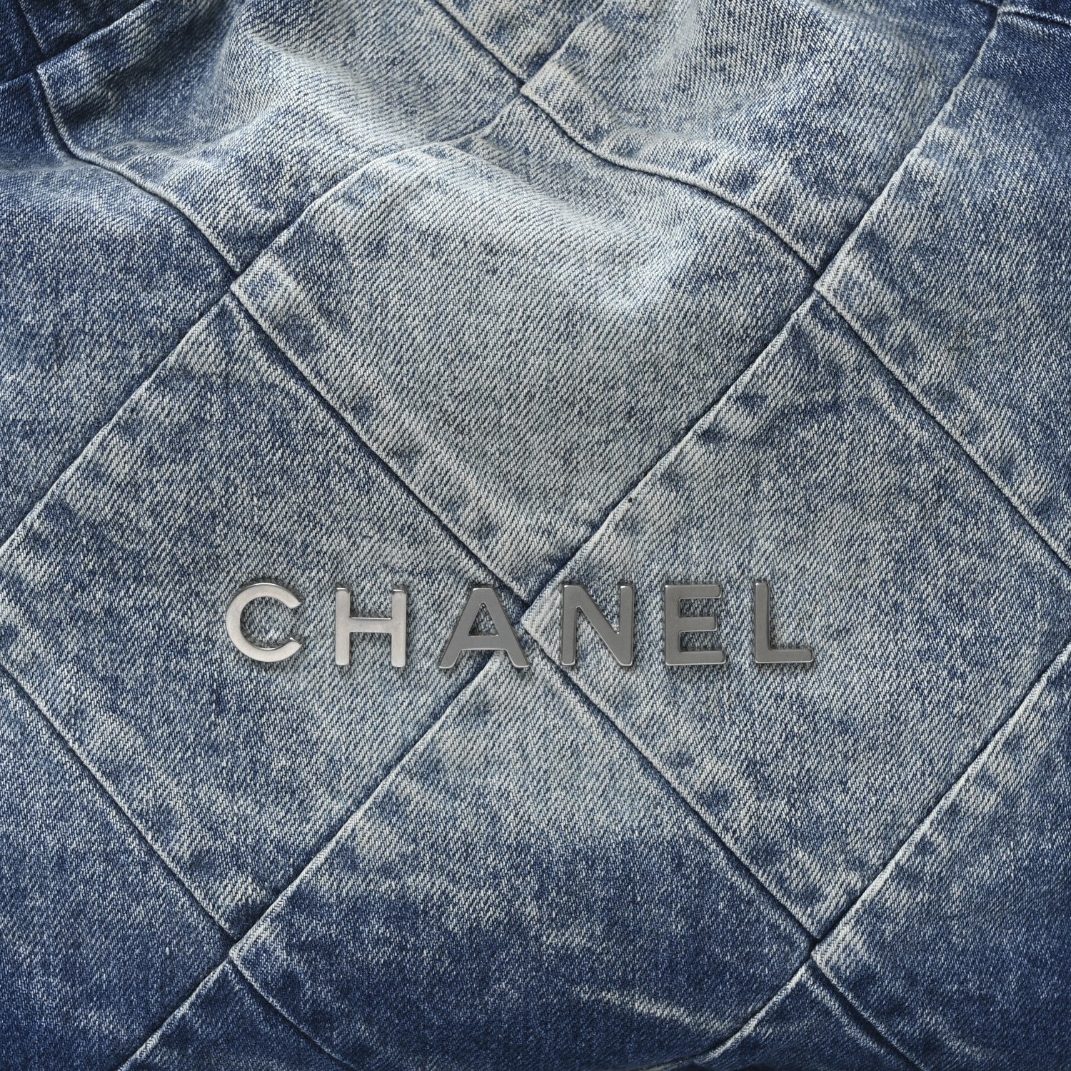 Denim Quilted Small Chanel 22 Blue