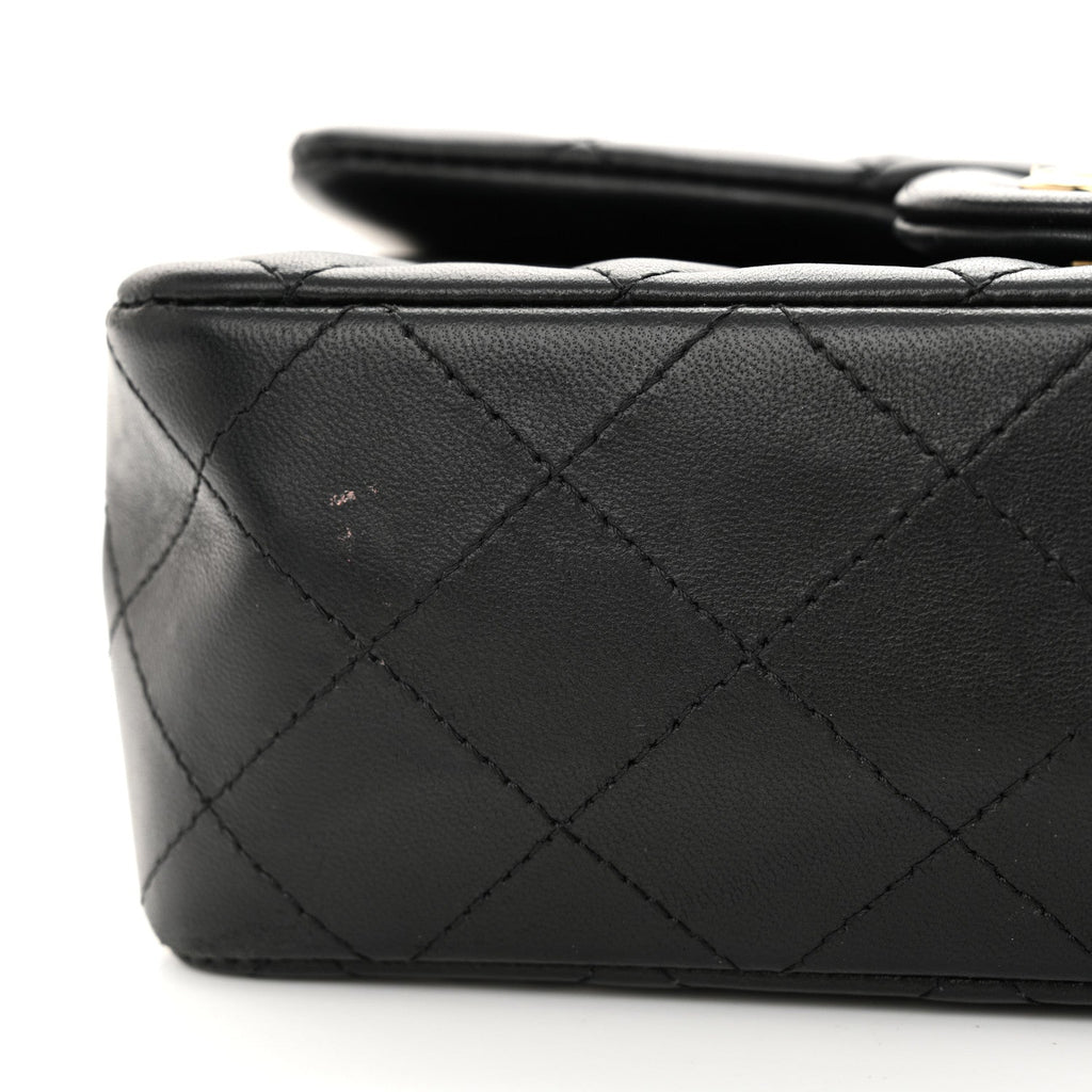Lambskin Quilted Mini Rectangular Flap Black