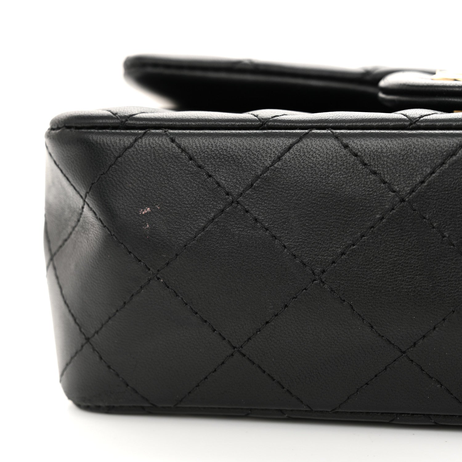 Lambskin Quilted Mini Rectangular Flap Black