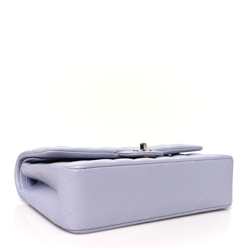 Caviar Quilted Medium Double Flap Light Purple